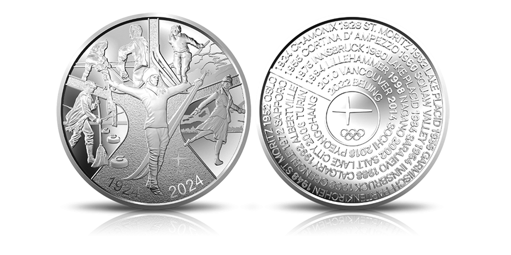 srebrny medal 100 lat zimowych igrzysk 