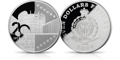 20 lat Polski w Unii Europejskiej - srebrna moneta o masie 3 uncji 