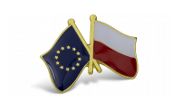 Wpinka z flagą Polski i Unii Europejskiej